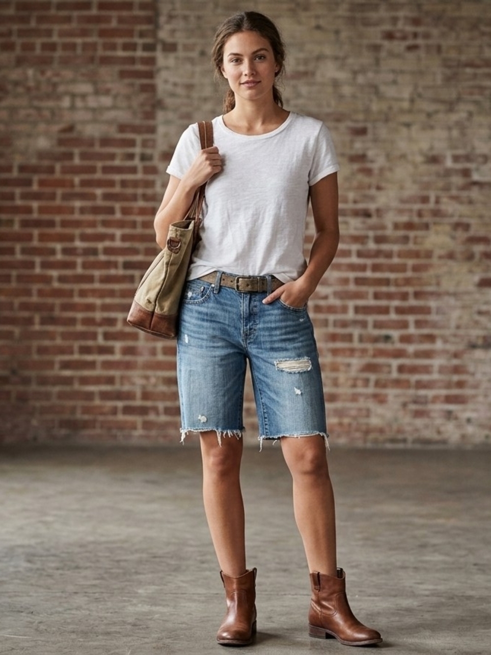Lucky Brand Light Blue Distressed Denim Bermuda Shorts